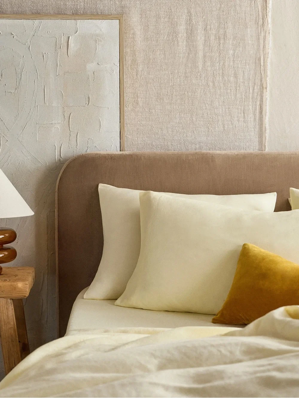Quince European Linen Duvet Cover Set in Butter Yellow King/Cal King